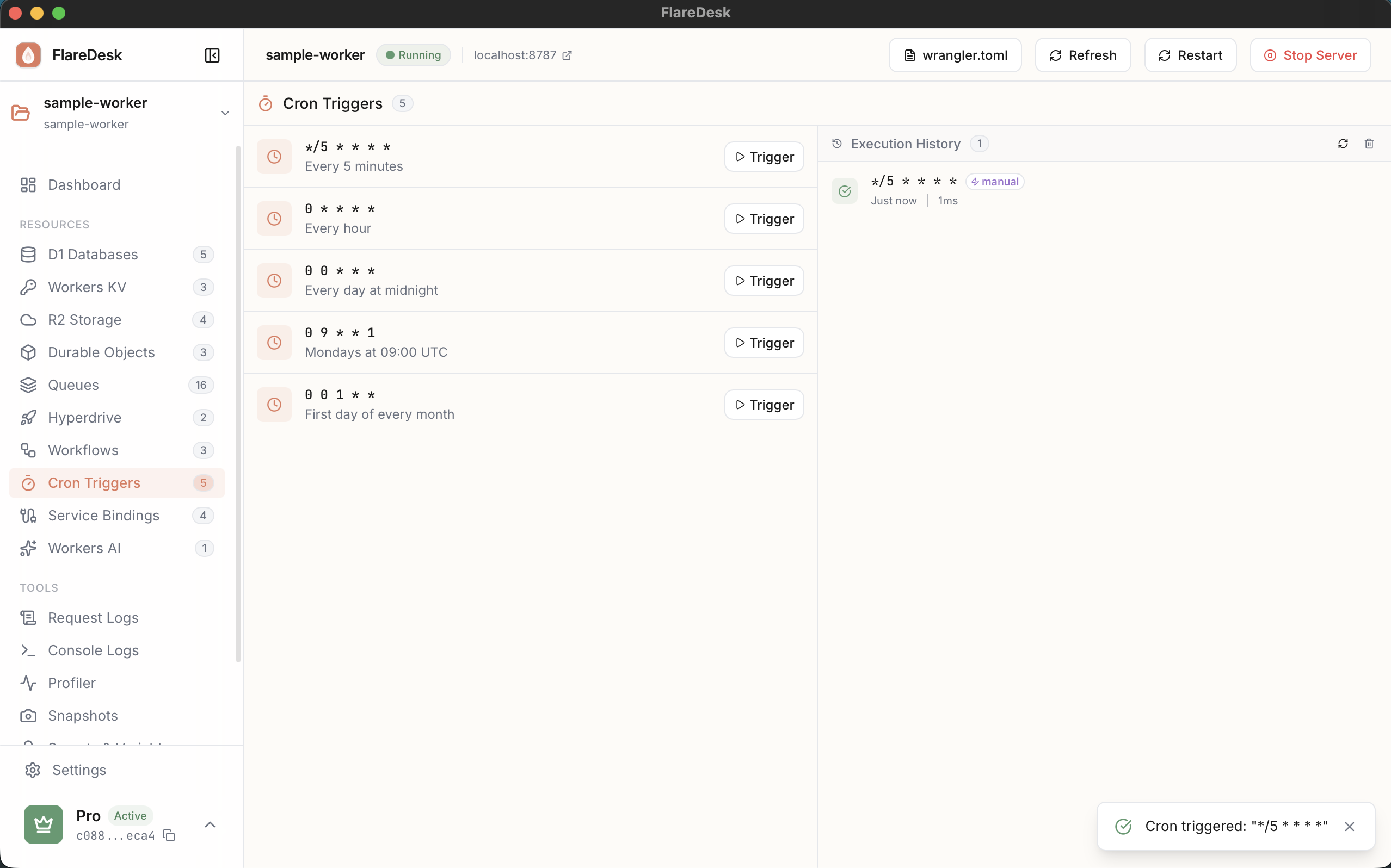 Cron Triggers in FlareDesk