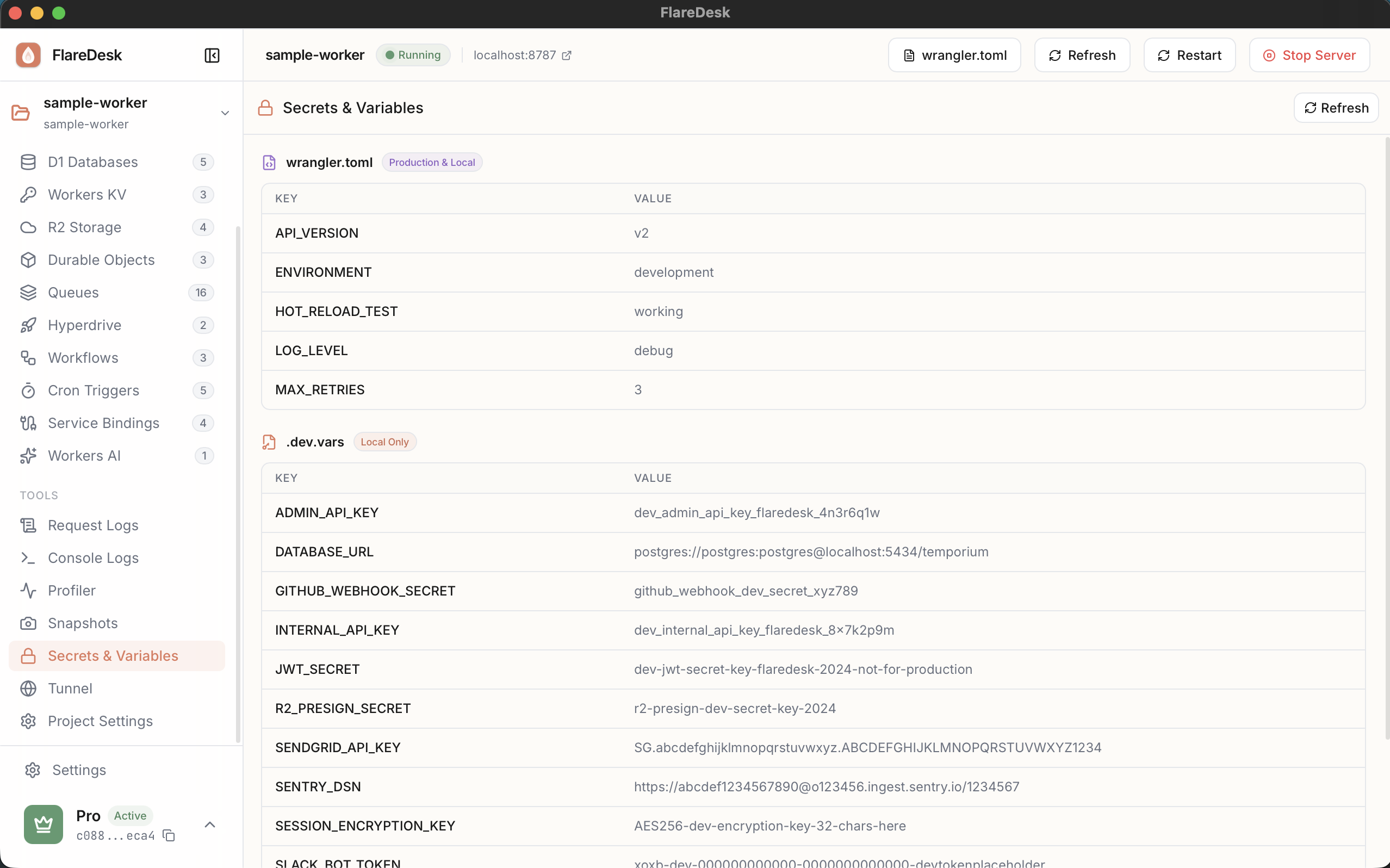 Secrets & Variables in FlareDesk